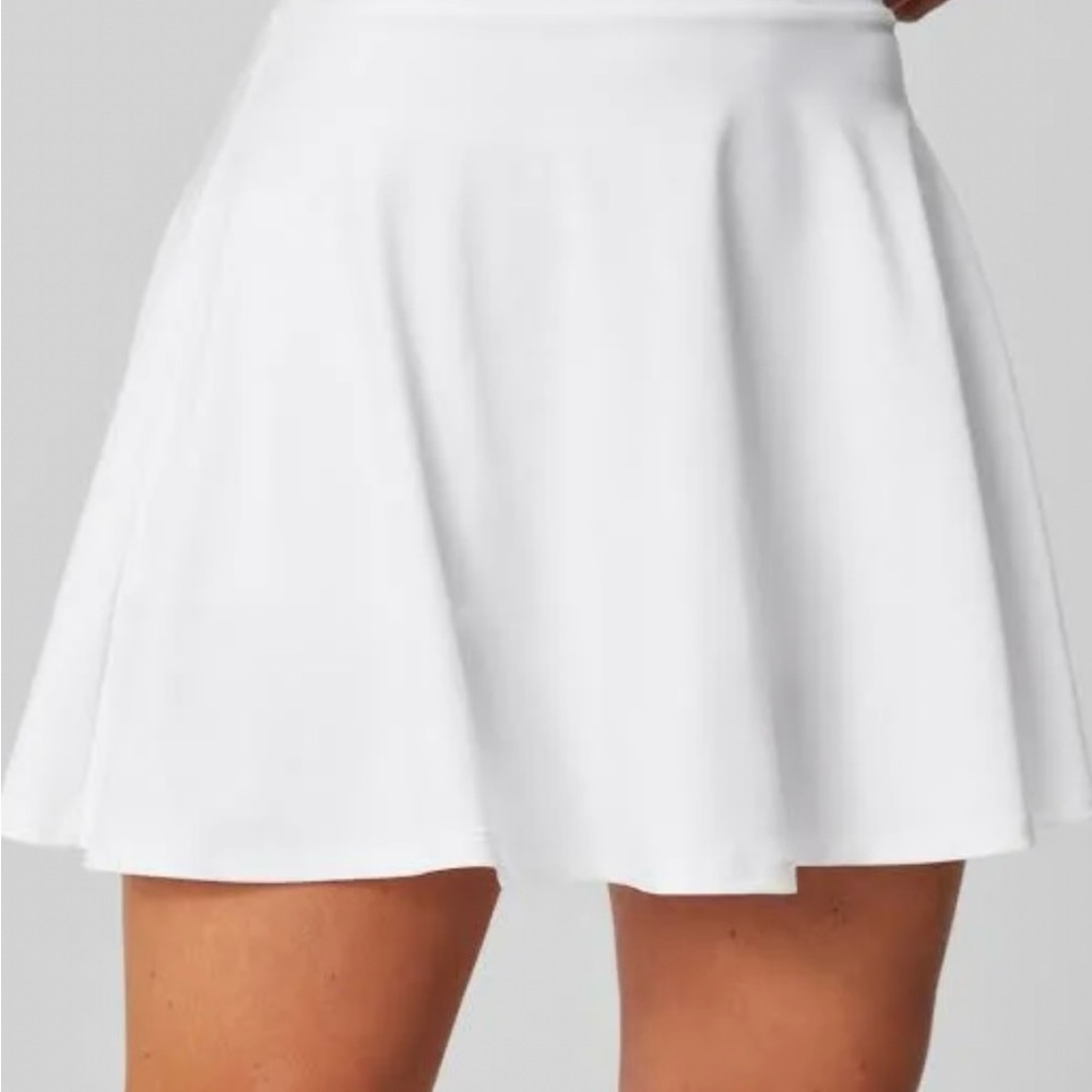 Fabletics White Mini Skater Skirt with Pleats